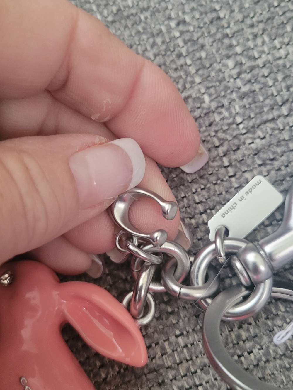 Coach Coral Pink Bunny Charm Key Charm with Crystal Eye - Picture 11 of 16